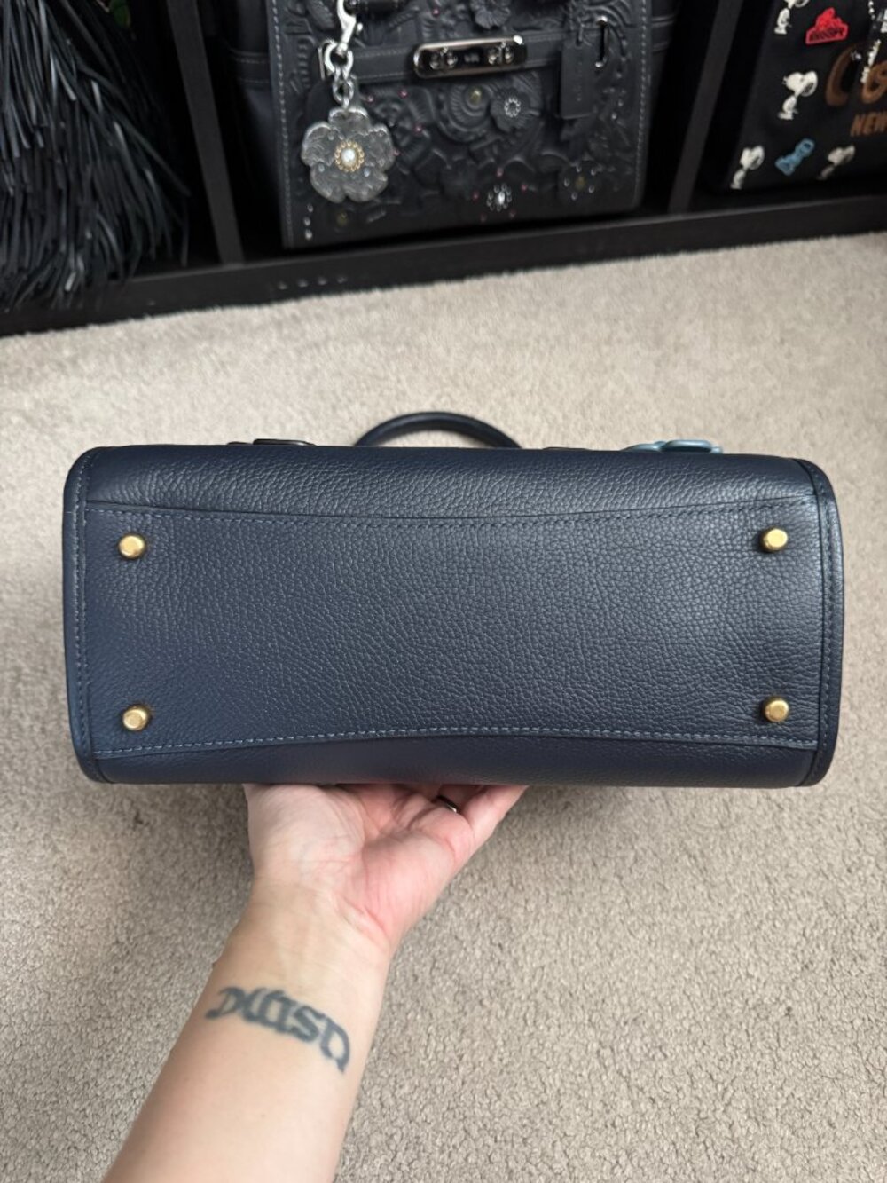 Coach Brooke Carryall 28 in Midnight Navy with Coach Create customization, EUC - Picture 7 of 13